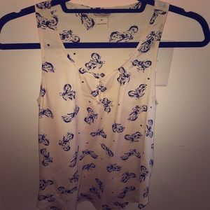 Silk tank with motorcycle print